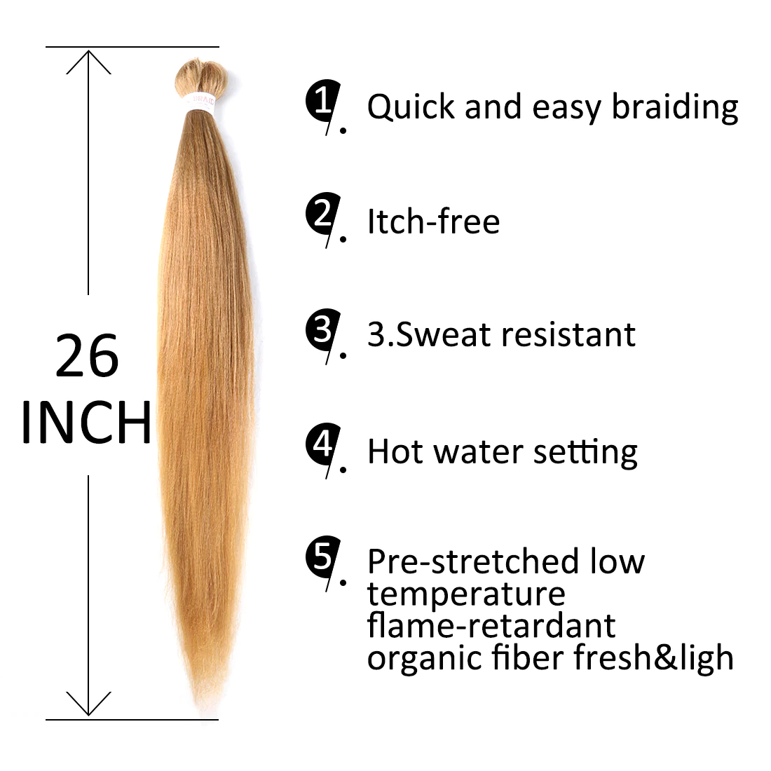 EZ BRAID #27 PRE STRETCHED BRAIDING HAIR 26" YAKI SYNTHETIC HAIR - Image 3